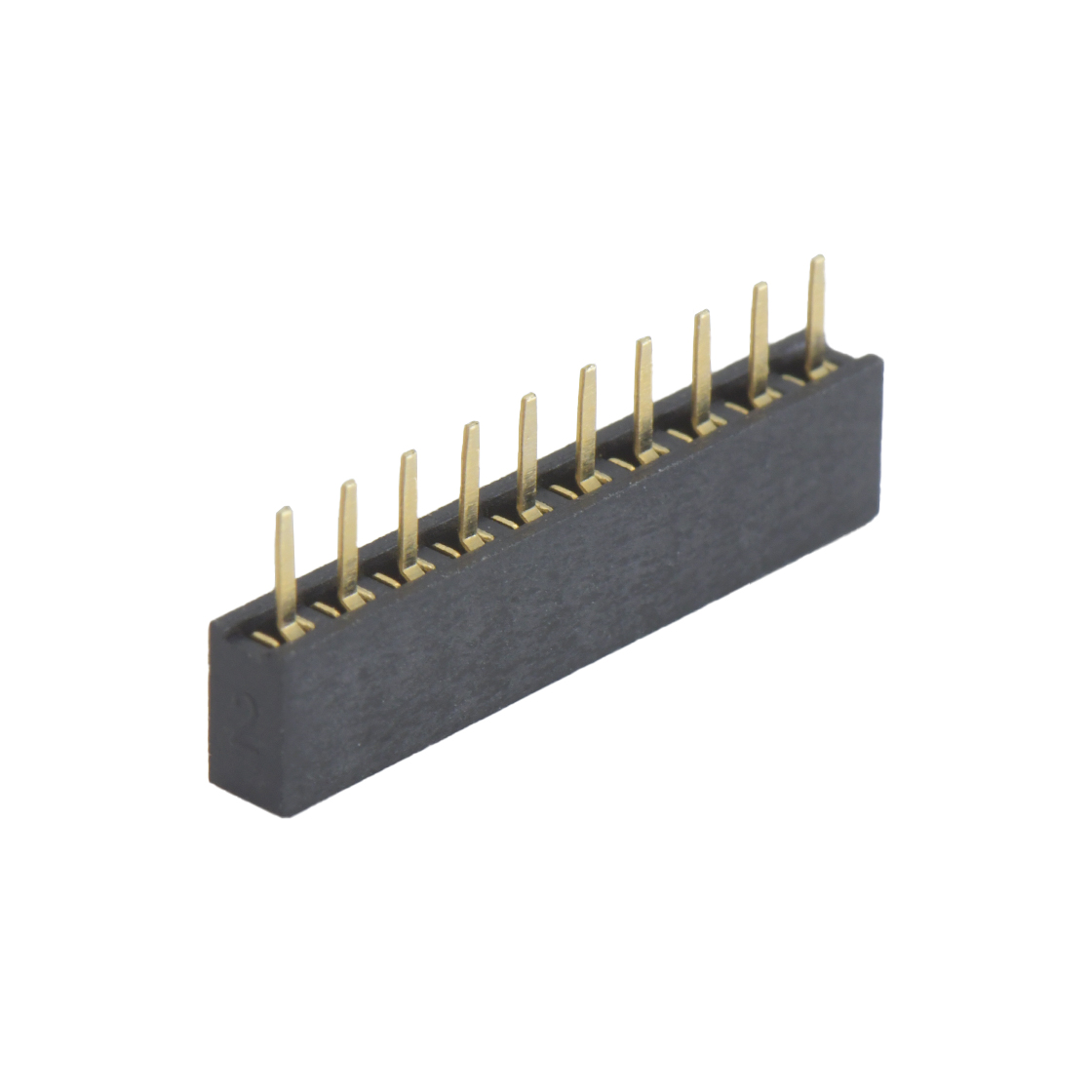 Pitch 2.00mm 180° 单排 DIP U型排母 PC 2.8 10Pin 黑色 镀全金G/F
